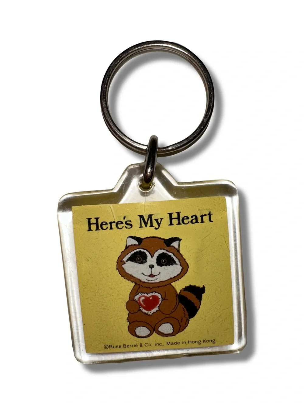 Vtg “Here’s My Heart” Raccoon Keychain